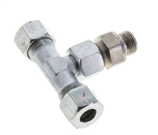 12S & M18x1.5 Zink plated Steel T-Shape Tee Cutting Fitting with Male Threads 630 bar Adjustable ISO 8434-1