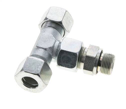 16S & M22x1.5 Zink plated Steel T-Shape Tee Cutting Fitting with Male Threads 400 bar Adjustable ISO 8434-1