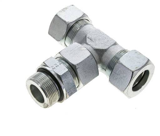 30S & M42x2 Zink plated Steel T-Shape Tee Cutting Fitting with Male Threads 400 bar Adjustable ISO 8434-1