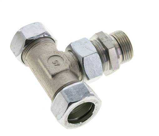 28L & G1'' Zink plated Steel T-Shape Tee Cutting Fitting with Male Threads 160 bar Adjustable ISO 8434-1