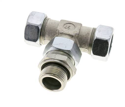 28L & G1'' Zink plated Steel T-Shape Tee Cutting Fitting with Male Threads 160 bar Adjustable ISO 8434-1