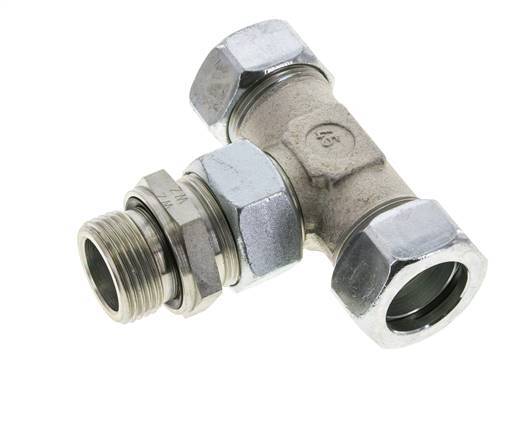 28L & G1'' Zink plated Steel T-Shape Tee Cutting Fitting with Male Threads 160 bar Adjustable ISO 8434-1