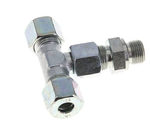 10S & G3/8'' Zink plated Steel T-Shape Tee Cutting Fitting with Male Threads 630 bar Adjustable ISO 8434-1