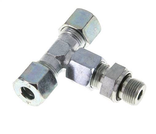 10S & G3/8'' Zink plated Steel T-Shape Tee Cutting Fitting with Male Threads 630 bar Adjustable ISO 8434-1