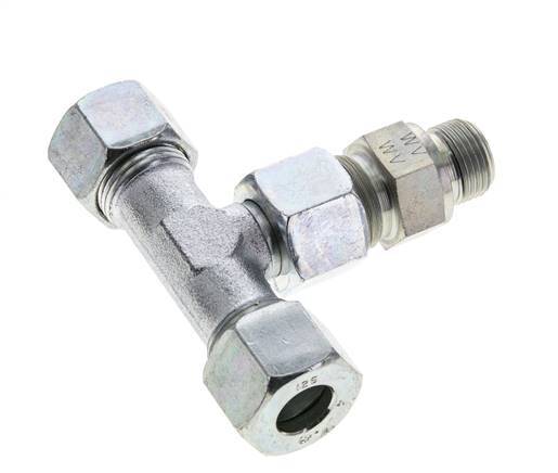 12S & G3/8'' Zink plated Steel T-Shape Tee Cutting Fitting with Male Threads 630 bar Adjustable ISO 8434-1