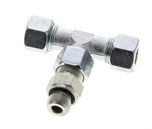 12S & G3/8'' Zink plated Steel T-Shape Tee Cutting Fitting with Male Threads 630 bar Adjustable ISO 8434-1