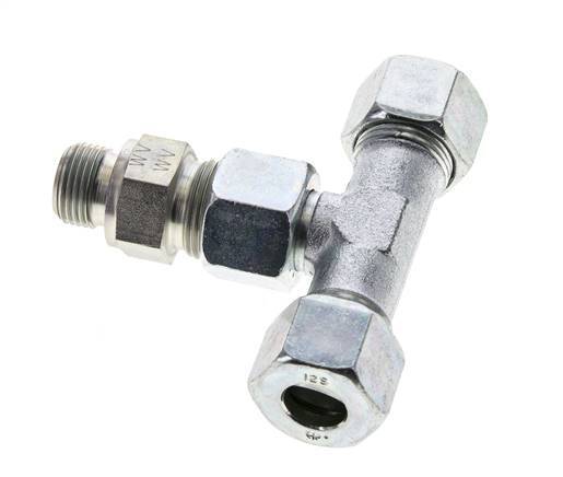 12S & G3/8'' Zink plated Steel T-Shape Tee Cutting Fitting with Male Threads 630 bar Adjustable ISO 8434-1