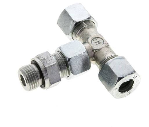 14S & G1/2'' Zink plated Steel T-Shape Tee Cutting Fitting with Male Threads 630 bar Adjustable ISO 8434-1