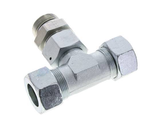 30S & G1-1/4'' Zink plated Steel T-Shape Tee Cutting Fitting with Male Threads 400 bar Adjustable ISO 8434-1
