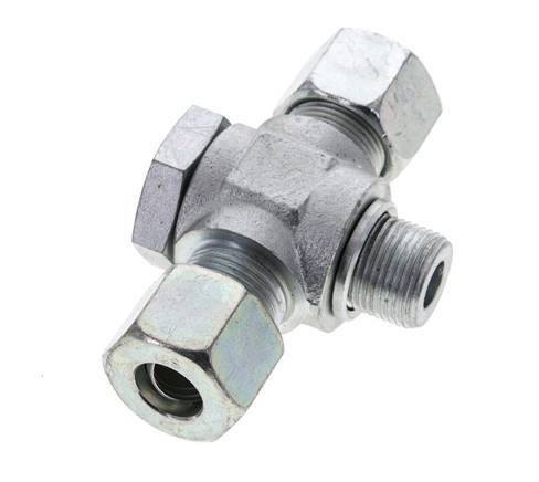 14S & M20x1.5 Zink plated Steel Tee Swivel Joint Cutting Fitting with Male Threads 400 bar ISO 8434-1