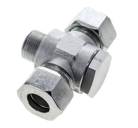 25S & M33x2 Zink plated Steel Tee Swivel Joint Cutting Fitting with Male Threads 250 bar ISO 8434-1