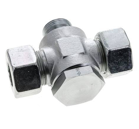 25S & M33x2 Zink plated Steel Tee Swivel Joint Cutting Fitting with Male Threads 250 bar ISO 8434-1