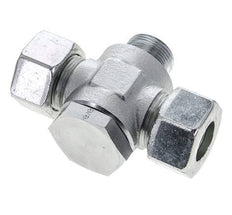 25S & M33x2 Zink plated Steel Tee Swivel Joint Cutting Fitting with Male Threads 250 bar ISO 8434-1