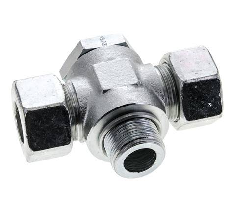 25S & M33x2 Zink plated Steel Tee Swivel Joint Cutting Fitting with Male Threads 250 bar ISO 8434-1