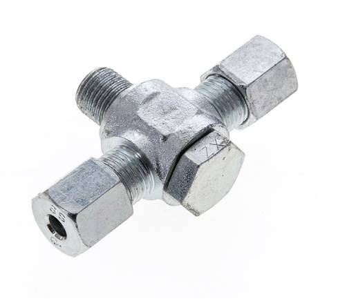 6S & G1/4'' Zink plated Steel Tee Swivel Joint Cutting Fitting with Male Threads 400 bar ISO 8434-1