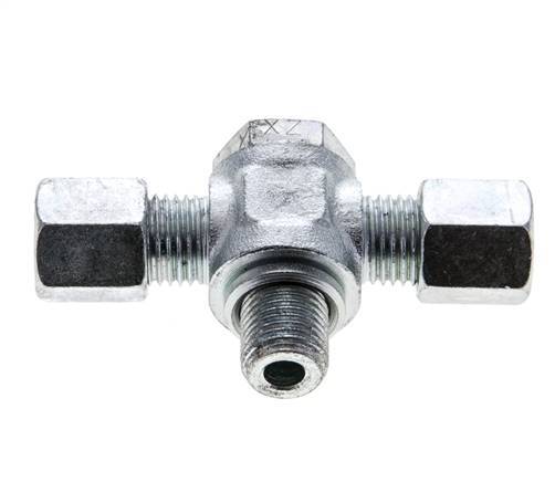 6S & G1/4'' Zink plated Steel Tee Swivel Joint Cutting Fitting with Male Threads 400 bar ISO 8434-1