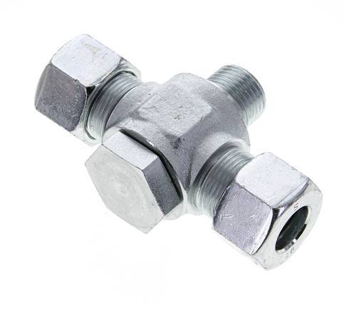 16S & G1/2'' Zink plated Steel Tee Swivel Joint Cutting Fitting with Male Threads 400 bar ISO 8434-1