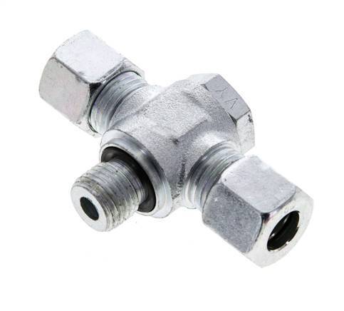 10L & M14x1.5 Zink plated Steel Tee Swivel Joint Cutting Fitting with Male Threads 315 bar NBR ISO 8434-1