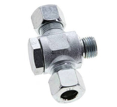 12L & M16x1.5 Zink plated Steel Tee Swivel Joint Cutting Fitting with Male Threads 315 bar NBR ISO 8434-1