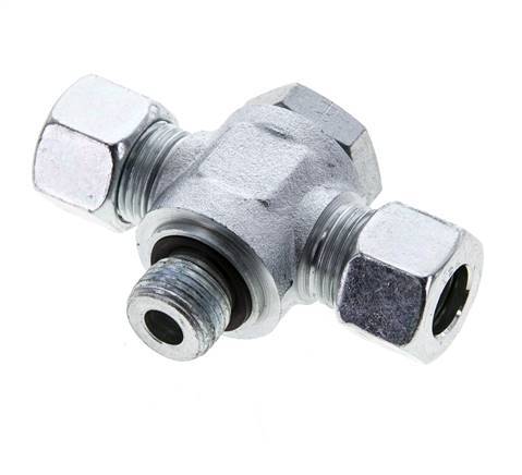 12L & M16x1.5 Zink plated Steel Tee Swivel Joint Cutting Fitting with Male Threads 315 bar NBR ISO 8434-1