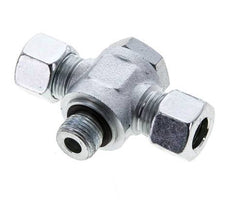 12L & M16x1.5 Zink plated Steel Tee Swivel Joint Cutting Fitting with Male Threads 315 bar NBR ISO 8434-1
