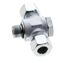 12L & M16x1.5 Zink plated Steel Tee Swivel Joint Cutting Fitting with Male Threads 315 bar NBR ISO 8434-1