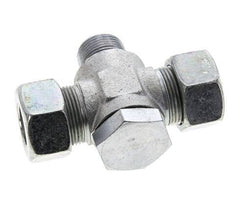 18L & M22x1.5 Zink plated Steel Tee Swivel Joint Cutting Fitting with Male Threads 315 bar NBR ISO 8434-1