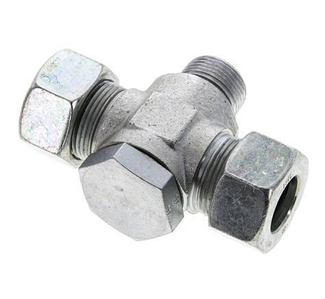 18L & M22x1.5 Zink plated Steel Tee Swivel Joint Cutting Fitting with Male Threads 315 bar NBR ISO 8434-1