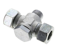 18L & M22x1.5 Zink plated Steel Tee Swivel Joint Cutting Fitting with Male Threads 315 bar NBR ISO 8434-1
