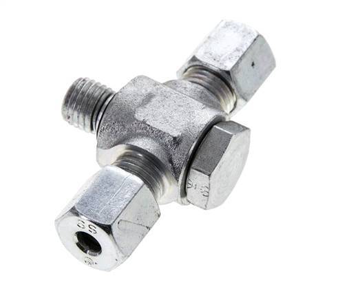 6S & M12x1.5 Zink plated Steel Tee Swivel Joint Cutting Fitting with Male Threads 400 bar NBR ISO 8434-1