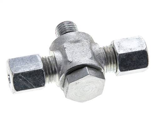 6S & M12x1.5 Zink plated Steel Tee Swivel Joint Cutting Fitting with Male Threads 400 bar NBR ISO 8434-1