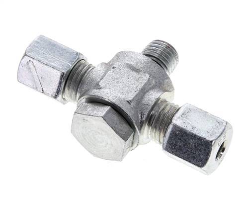 6S & M12x1.5 Zink plated Steel Tee Swivel Joint Cutting Fitting with Male Threads 400 bar NBR ISO 8434-1