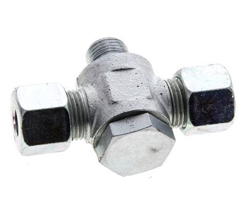 10S & M16x1.5 Zink plated Steel Tee Swivel Joint Cutting Fitting with Male Threads 400 bar NBR ISO 8434-1