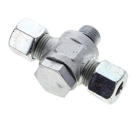 10S & M16x1.5 Zink plated Steel Tee Swivel Joint Cutting Fitting with Male Threads 400 bar NBR ISO 8434-1