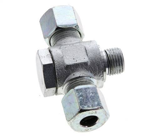 10S & M16x1.5 Zink plated Steel Tee Swivel Joint Cutting Fitting with Male Threads 400 bar NBR ISO 8434-1