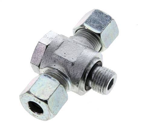 10S & M16x1.5 Zink plated Steel Tee Swivel Joint Cutting Fitting with Male Threads 400 bar NBR ISO 8434-1