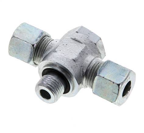 10S & M16x1.5 Zink plated Steel Tee Swivel Joint Cutting Fitting with Male Threads 400 bar NBR ISO 8434-1