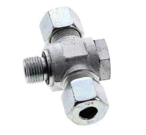 10S & M16x1.5 Zink plated Steel Tee Swivel Joint Cutting Fitting with Male Threads 400 bar NBR ISO 8434-1