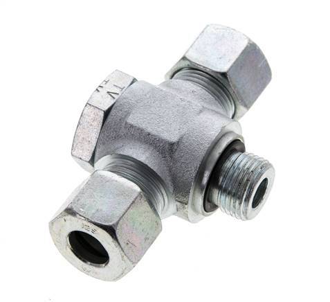 12S & M18x1.5 Zink plated Steel Tee Swivel Joint Cutting Fitting with Male Threads 400 bar NBR ISO 8434-1