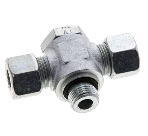 12S & M18x1.5 Zink plated Steel Tee Swivel Joint Cutting Fitting with Male Threads 400 bar NBR ISO 8434-1
