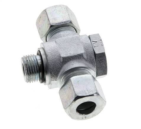 12S & M18x1.5 Zink plated Steel Tee Swivel Joint Cutting Fitting with Male Threads 400 bar NBR ISO 8434-1