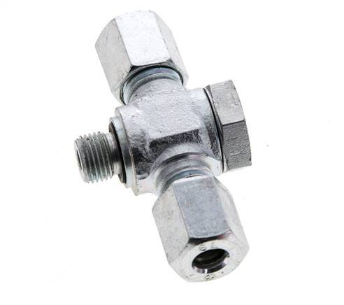 6L & G1/8'' Zink plated Steel Tee Swivel Joint Cutting Fitting with Male Threads 315 bar NBR ISO 8434-1