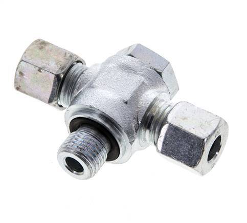 8L & G1/4'' Zink plated Steel Tee Swivel Joint Cutting Fitting with Male Threads 315 bar NBR ISO 8434-1