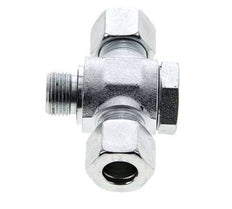 12L & G3/8'' Zink plated Steel Tee Swivel Joint Cutting Fitting with Male Threads 315 bar NBR ISO 8434-1