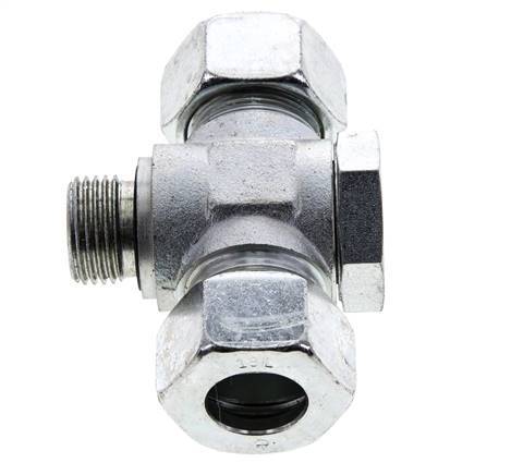 18L & G1/2'' Zink plated Steel Tee Swivel Joint Cutting Fitting with Male Threads 315 bar NBR ISO 8434-1