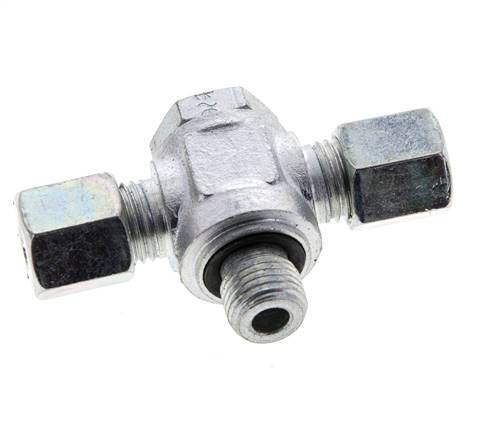 6S & G1/4'' Zink plated Steel Tee Swivel Joint Cutting Fitting with Male Threads 400 bar NBR ISO 8434-1