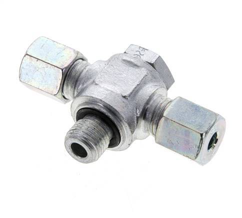 6S & G1/4'' Zink plated Steel Tee Swivel Joint Cutting Fitting with Male Threads 400 bar NBR ISO 8434-1
