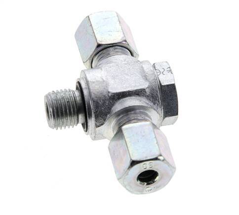 6S & G1/4'' Zink plated Steel Tee Swivel Joint Cutting Fitting with Male Threads 400 bar NBR ISO 8434-1