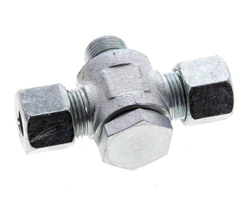 10S & G3/8'' Zink plated Steel Tee Swivel Joint Cutting Fitting with Male Threads 400 bar NBR ISO 8434-1