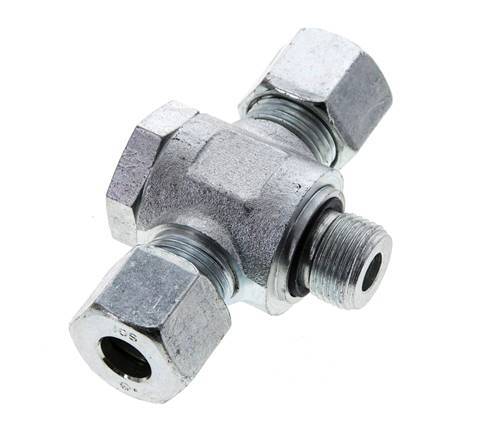 10S & G3/8'' Zink plated Steel Tee Swivel Joint Cutting Fitting with Male Threads 400 bar NBR ISO 8434-1